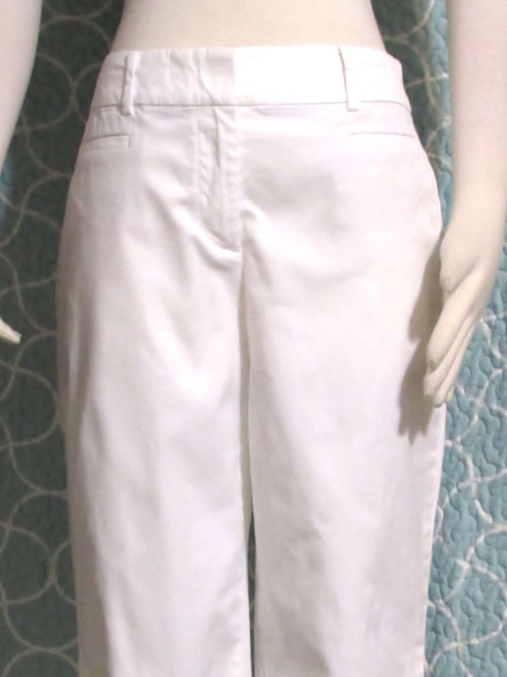 New Women's Petites Ladies TALBOTS White Stretch Blend Crop Pants Capris 6P $129